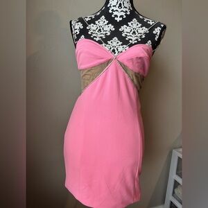 Heiress Beverly Hills Pink Diamond, mesh cut out dress (w/tags!)
